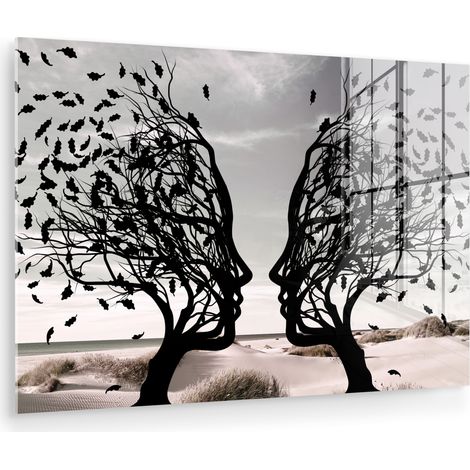 QUADRO IN PLEXIGLASS Spiaggia - Mare - Persone - Albero - Arte moderna 60x40 cm (1/5)