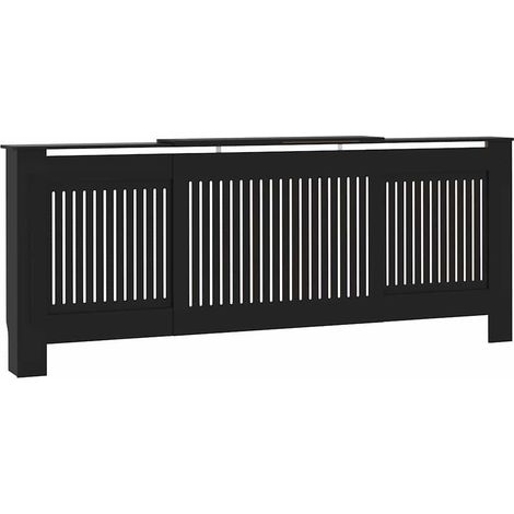vidaXL Cubierta para radiador madera de ingeniería negro 205 cm (1/2)