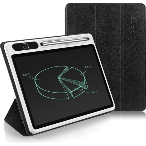 Tableta de escritura LCD de 10,1 pulgadas, tableta de dibujo electrónica para negocios con funda protectora y lápiz óptico metálico, cuaderno digital magnético para oficina, reuniones, notas, niños y  (1/5)