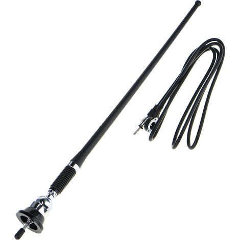 Antena de radio FM/AM para coche de 16,9 pulgadas, antena de radio FM/AM de mástil flexible, antena universal de montaje en ala para estéreo de coche AM/FM con cable de extensión de antena (1/5)