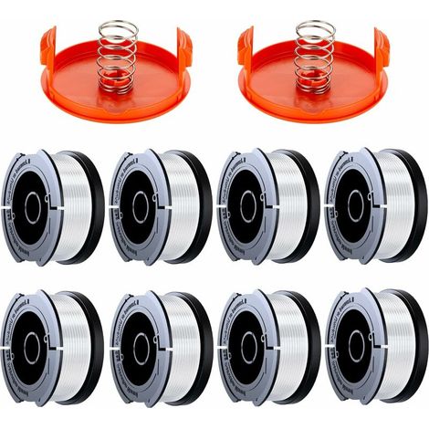 CHOYCLIT - Paquete de 10 carretes de hilo para desbrozadora, compatible con Black & Decker, A6481 y A6485, 1,65 mm (8 hilos, 2 tapas y 2 resortes) (1/5)