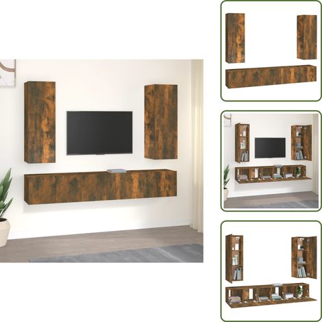 Räuchereiche - vidaXL 5-tlg. TV-Schrank-Set Räuchereiche Holzwerkstoff - Stauraum