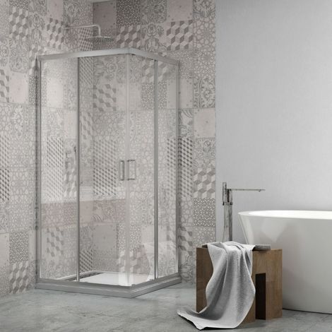 Ogomondo box doccia angolare con ante scorrevoli profilo cromato 4 millimetri trasparente misure 90x90x190h cm regolabile - confezione 1 (1/4)