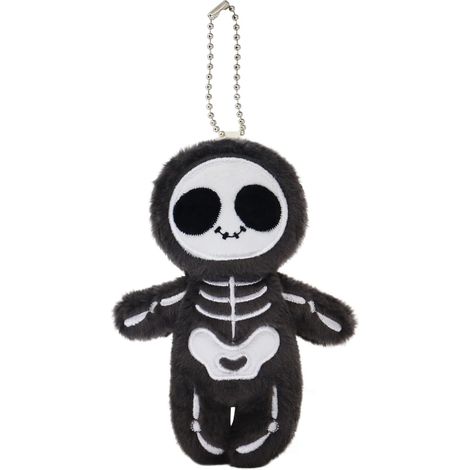 Halloween-Plüschtier: Schwarzer Totenkopf, Stoffskelett als Dekoration und Partygeschenk (10 cm) (1/5)