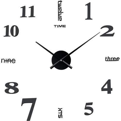 Horloge Murale DIY - Cadran Métallique Sans Cadre - Design 3D Moderne - Diamètre 70 à 90 cm - Pour Salon Chambre Bureau (1/5)