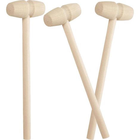 3 Pièces Outils en Bois Mini Marteau Maillet pour Crabe Homard DIY Petit Marteau de Peinture Jouet pour Enfants