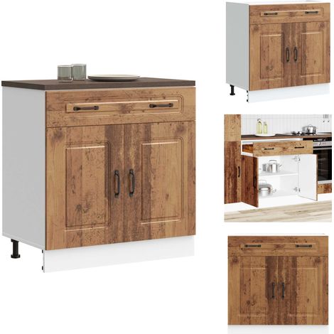 Armoire de cuisine Kalmar vieux bois bois d'ingénierie - Armoire De Cuisine - Armoires De Cuisine - Meuble Bas D'évier - Meuble Bas D'évier De Cuisine (1/5)