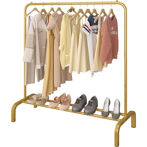 Kleiderständer aus Metall mit Bodenstütze für Mäntel, Röcke, Hemden und Pullover, Gold, 110 cm (1/5)