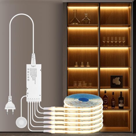 6 Bandeau LED COB Dimmable Contrôle Tactile Transparent IRC 90 Pour Dressing Cuisine Étagère (1/5)