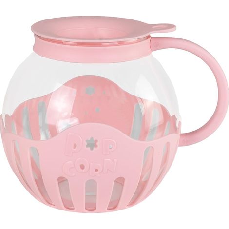 Machine à pop-corn en verre pour micro-ondes 2,2 l avec grille en silicone, passe au lave-vaisselle, couleur rose (1/5)