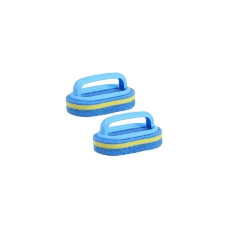 Set mit 2 Reinigungsbürsten, Allzweck-Schwammreinigungsbürste mit komfortablem, ergonomischem Griff für Bad, Küche, Badewanne, Toilette, Wand, Boden (Blau) - Crezuo (1/4)