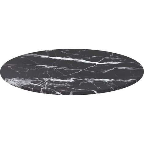 Maison Exclusive - Dessus de table noir Ø40x0,8cm verre trempé avec design marbre