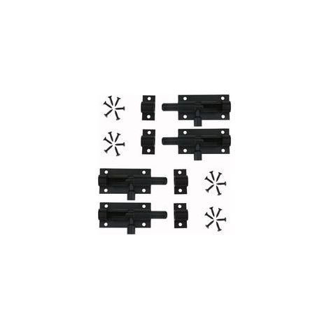 4 Pièces Verrou Targette de Porte, Loquet de Porte à Boulon, Loquet Coulissant Noir, Loquet Avec Vis (1/5)