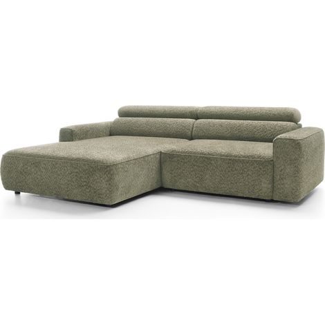 Selsey Fando – Ecksofa mit elektrischem Sitzauszug, Ottomane links, Chenille Salbeigrün (1/5)