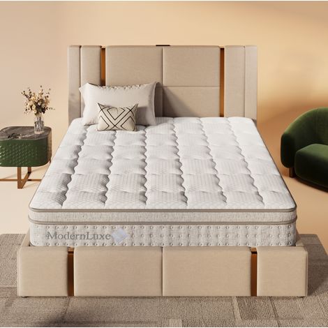 Matelas adulte 180x200 cm - Ressorts ensachés 7 zones - H3 mi-ferme - 25 cm - En polyester - Blanc (1/5)