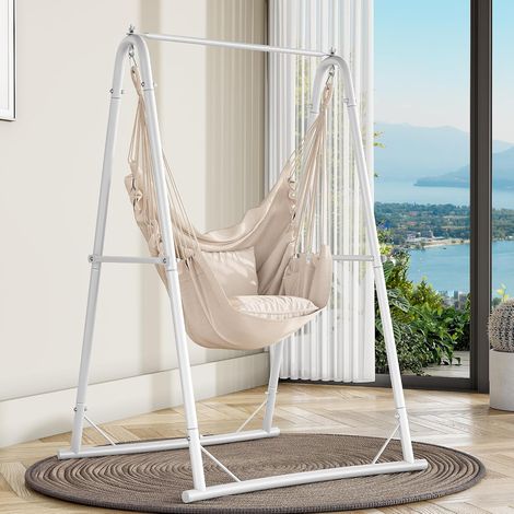 Hamac Suspendu avec Structure de 105 x 93 x 160 cm, Structure en Acier Stable, Support pour hamac avec balançoire Suspendue, Charge maximale de 150 kg, Fauteuil à Bascule avec 2 Crochets et (1/5)