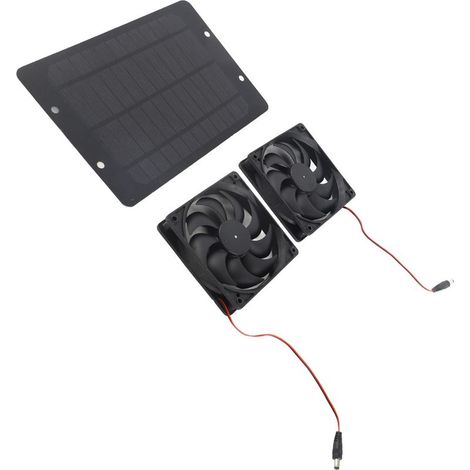Ventilateur double solaire 20W 12V, kit de panneau à économie d'énergie efficace avec interrupteur pour caravanes, serres et abris pour animaux. (1/5)