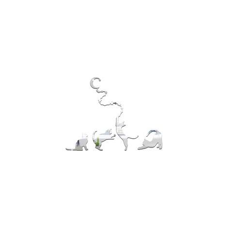 Miroir Mural Lune De Chat d'argent Miroir Adhesif Mural Acrylique Stickers Muraux DIY Amovible Decoration Murale Salon Miroir Autocollant 1 Set (1/5)