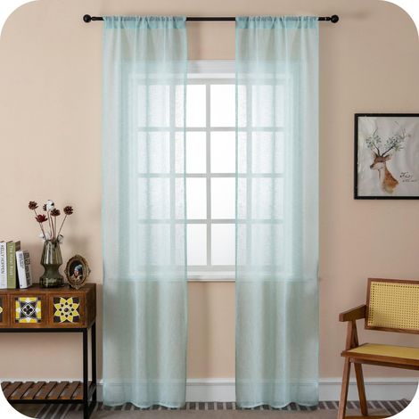 Paire de rideaux filtrants en simili lin pour porte fenêtre et intérieur, 2 panneaux avec poche et passants cachés, 70 x 235 cm (1/5)
