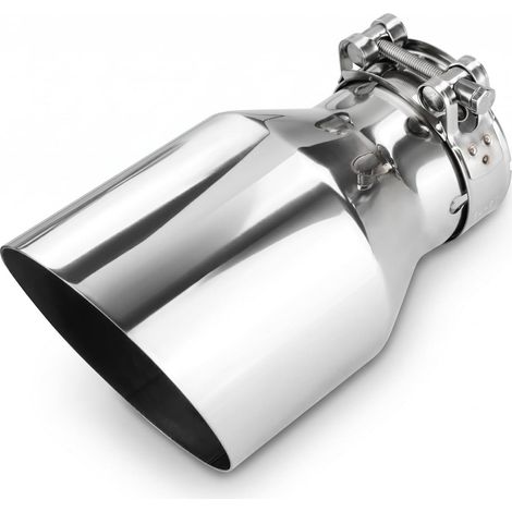 Embout d'Échappement 63mm (2,5"), Sortie Echappement Voiture Universel avec Longueur 6,7" Acier Inoxydable pour Pot Catalytique et Tuyaux d'Échappement (Brillante Argent)
