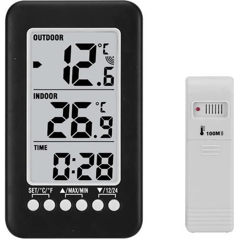 Thermomètre Sans Fil Station Météo Intérieure Extérieure Moniteur Température Numérique Avec Télécommande Réfrigérateurs Domestiques Stockage Glace Maximum Minimum (1/5)
