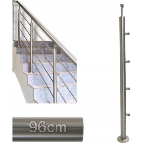 Poteau de garde-corps - 96 x 4,24 cm - Acier inoxydable - Design moderne - Résistant et ajustable