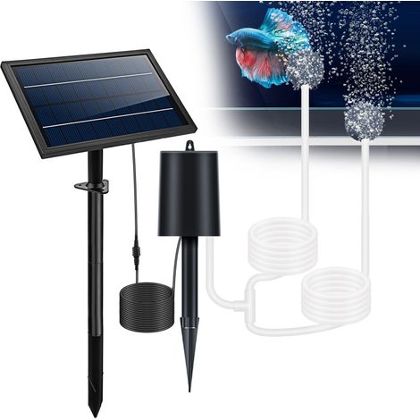 Kit de bomba de aire solar de 10 V y 8 W con manguera y difusores de aire, 3 modos de funcionamiento, aireador/oxigenador solar impermeable para estanques, piscinas o estanques de pesca.