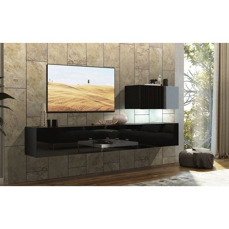 Ensemble meuble TV CONCEPT 38-38-HG-B-1-1B noir brillant 273 cm (1/2)