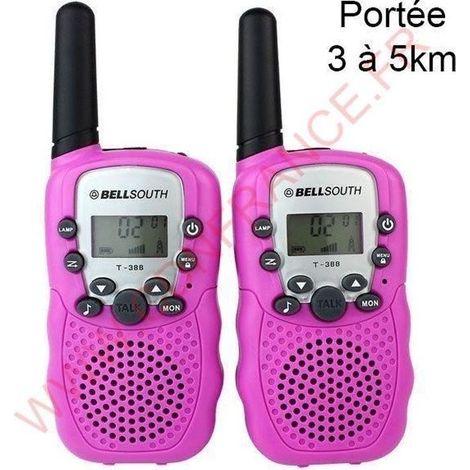 Talkie-walkie rose 22 canaux portée 3 à 5 km écran LCD
