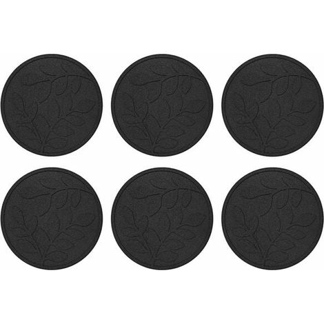 Six pierres de marche en caoutchouc noir, chacune de 44 cm de diamètre et de 2 cm de hauteur. (1/5)