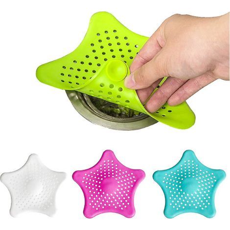 Lot de 4 grilles de vidange en silicone pour douche et évier de cuisine ou salle de bain. Couleurs aléatoires. (1/5)