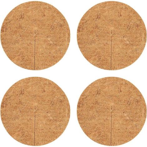 Lot de 4 Paillis en Fibre de Coco Disques Protecteurs Biodégradables pour Plantes Tapis Naturels Écologiques Jardinage (1/5)