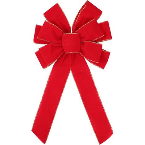 Ribbon - Bow - Red Velvet - 50 cm x 27 cm - For Christmas Tree Wall Window Decoration - 1 Piece (1/5)