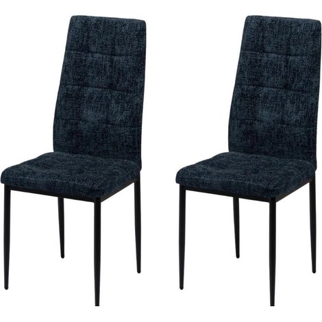 Amadeus - Chaise de salle à manger en tissu bleu et métal Zurick (lot de 2) (1/3)