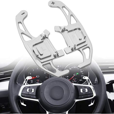 Palettes de changement de vitesse en aluminium robuste (argent) pour Golf 7 R-Line (2015-2019) et Golf 7 GTI (2015-2019), accessoires de conduite sportive, montage facile, kit de 2 pièces. (1/5)