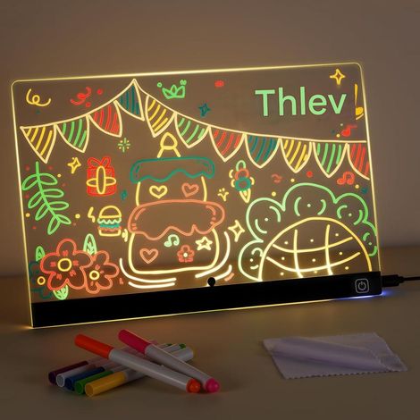 Tableau LED - 30x20 cm - Acrylique Transparent - Éclairage RGB 7 Couleurs - Interrupteur Tactile - Effaçable et Réutilisable - 1 Pièce (1/5)