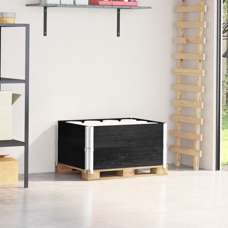 Teenpull – Paletten-Aufsatzrahmen 2 Stk. Schwarz 80x60cm Massivholz Kiefer (1/5)