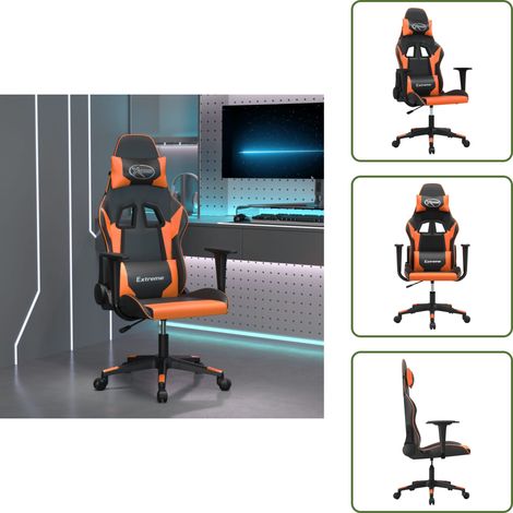The Living Store Gaming-Stuhl Schwarz und Orange Kunstleder - Gamingstuhl Kunstleder