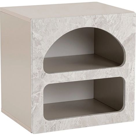 Table de chevet avec rangements - Effet marbre gris - LUELA (1/5)