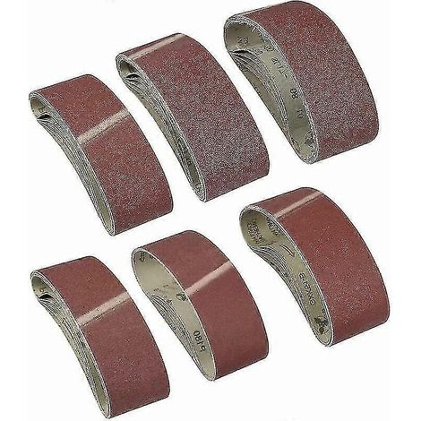 Lot de 30 bandes abrasives en tissu (75 x 533 mm), grains 40/60/80/120/180/240, en oxyde d'aluminium, pour ponceuse électrique Bosch Cisea. (1/5)