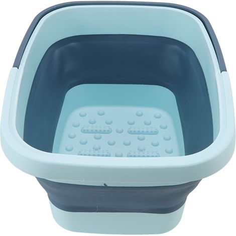 Baignoire pliable portable en silicone pour massage des pieds, bassine de spa pour les pieds à domicile, bleue (1/5)
