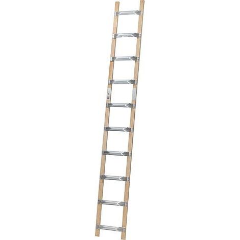 Échelle d'appui sur toit à barreaux Siedra bois/alu 1x10 barreaux, 1110210 (1/4)