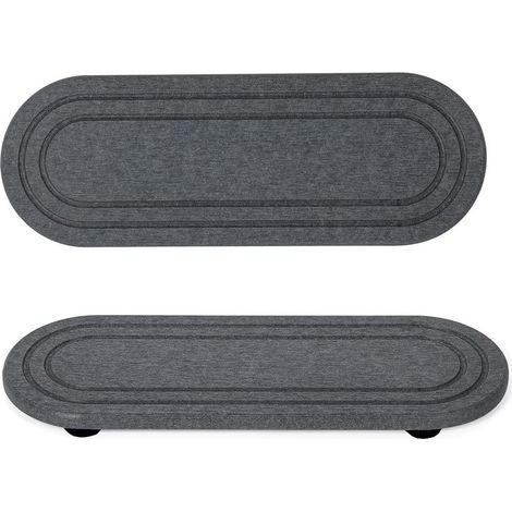 Lot de 2 plateaux en pierre absorbant l'eau, porte-savon à séchage rapide en pierre de diatomite, organisateur d'évier pour la maison et la cuisine (28 x 11 cm, gris)'Gris'2811cm (1/3)