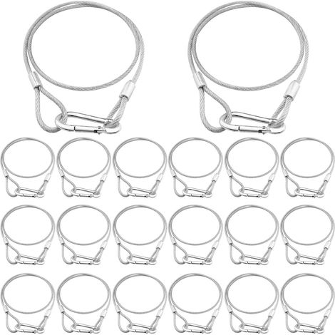 Sicherheitsseil (20er-Pack), 81,3 cm langes Edelstahl-Sicherheitsseil mit Verriegelungshaken, Absturzsicherungsseil für Bühnenbeleuchtung, Tragkraft: 50 kg (1/5)