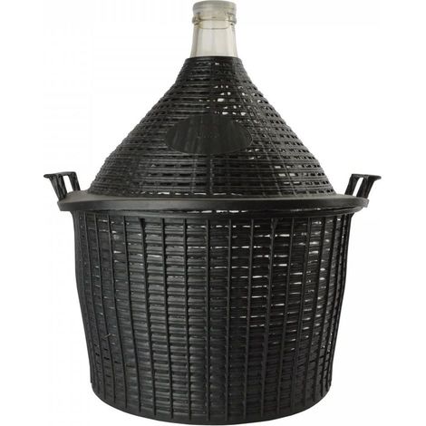 Ballon en verre de 25L avec panier en osier et bouchon en plastique - Idéal pour la fermentation de vin ou de bière maison, ouverture standard de 40 mm (1/2)