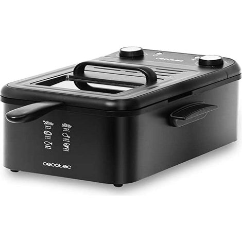Cecotec Friggitrice elettrica CleanFry Infinity 3000 Black. 3 L, filtro OilCleaner, 2400 W, timer 30 min, laccato nero, ciotola, cestello per friggere