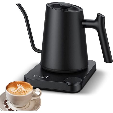 Kettle with Temperature Control, 0.9L Black Gooseneck Kettle, 1200W Stainless Steel Electric Tea Kettle, Fast Heating, Coffee and Tea Pot