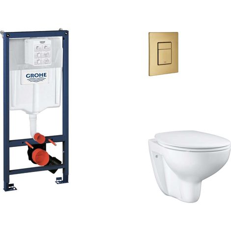 Grohe Rapid SL - Set con modulo d'installazione per WC a parete, copriwater WC SoftClose, placca di comando Skate Cosmopolitan, Cool Sunrise spazzolato SANI11BB4121 (1/5)