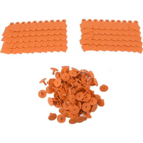 100 leere Ohrmarken aus Kunststoff für Nutztiere – Schafe, Rinder, Schweine – Orange Farm Supplies (1/5)