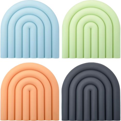4 Pièces Dessous de Plat Arc en Ciel Tapis Dessous de Plat Silicone Résistant à la Chaleur sous Plats Table en Silicone Arc en Ciel sous Plats pour Casseroles Tasses Assiettes (1/5)